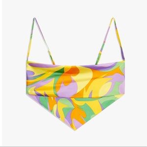 WeWoreWhat Yellow Green Purple Floral Print Crop Top